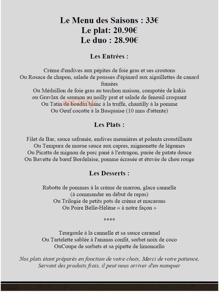 O'Gout du Jour — carte page 2