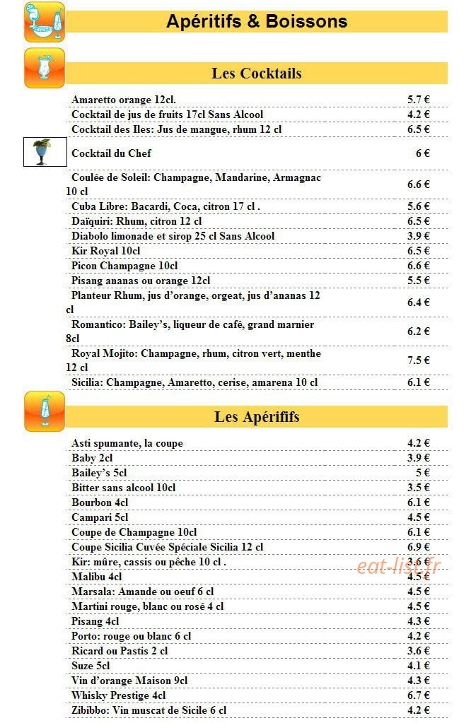 Pizza Sicilia — carte page 11