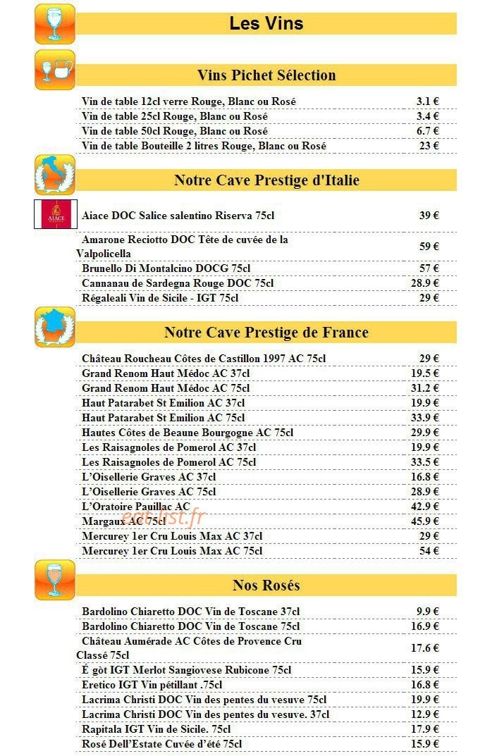 Pizza Sicilia — carte page 15