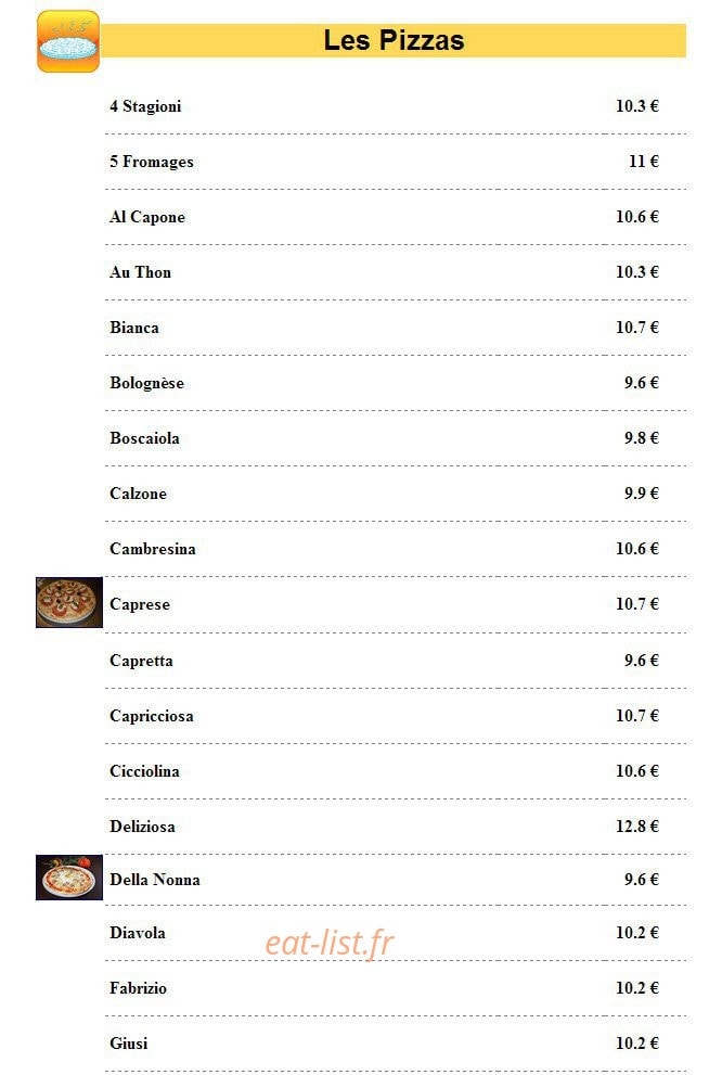Pizza Sicilia — carte page 3