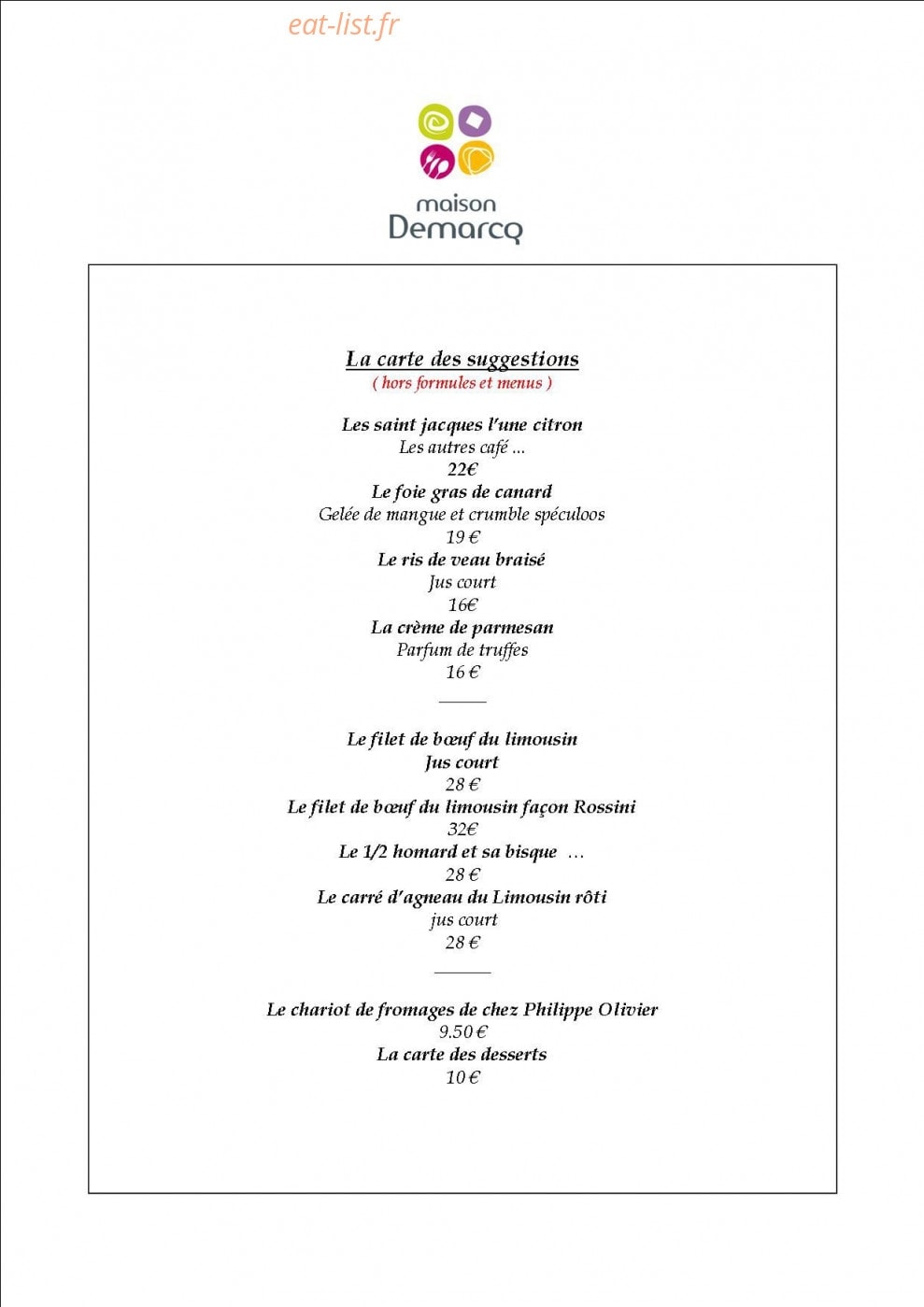 Maison Demarcq — carte page 6