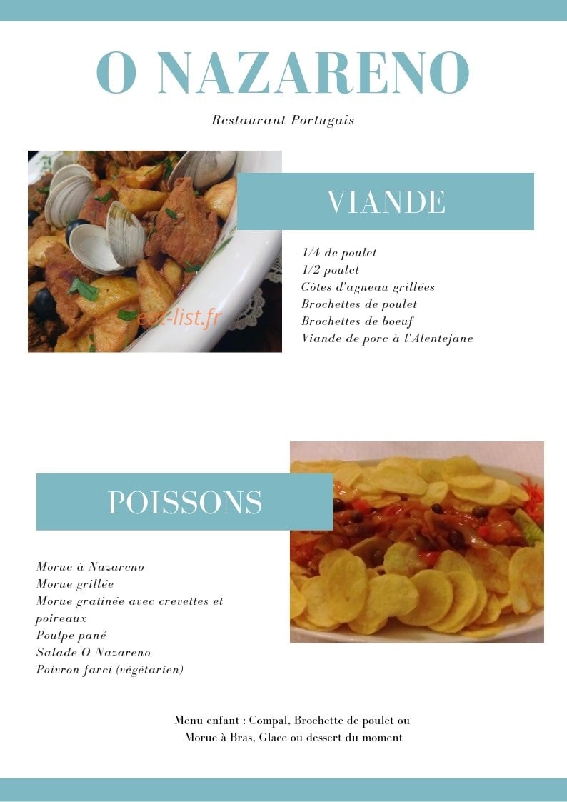Carte et menu de O Nazareno à Fontaine Notre Dame — Les viandes et poissons