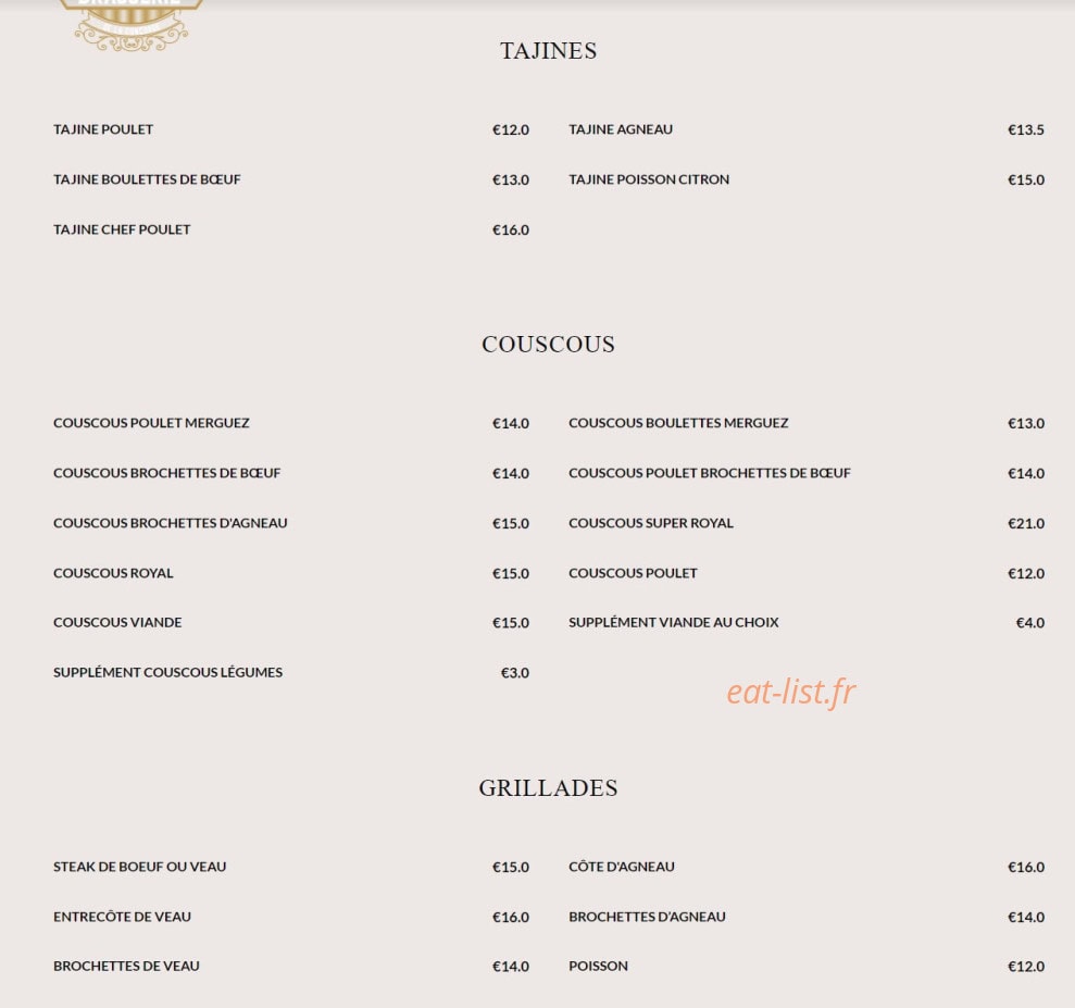 Brasserie De La Concorde — carte page 1