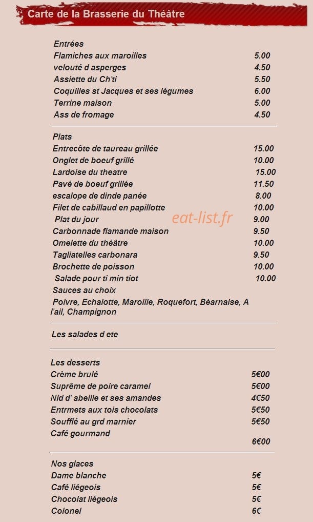 Café du Théâtre — carte page 2