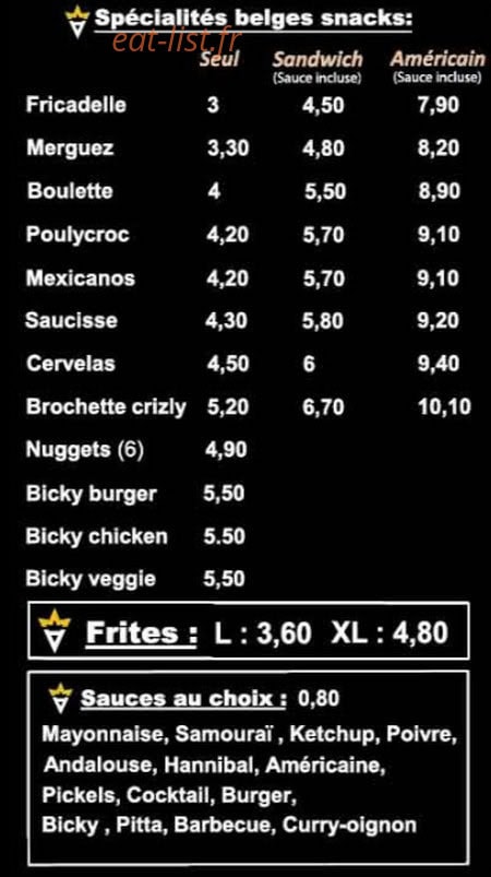 L’atelier Frites — carte page 2
