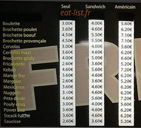 La friterie au Parisien — carte page 1