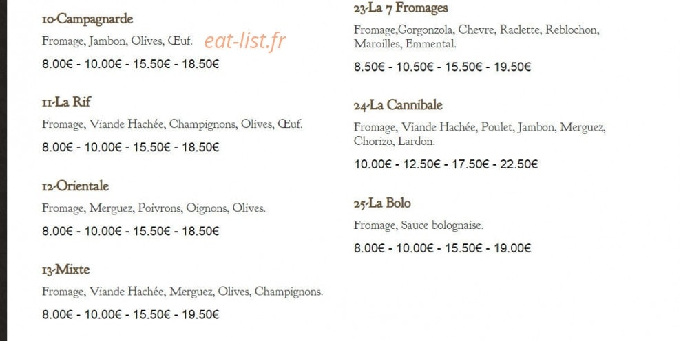 La Tour De Pizz ' — carte page 2