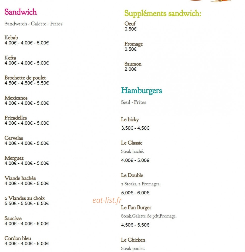 La Tour De Pizz ' — carte page 5