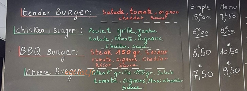 Game of food — carte page 1