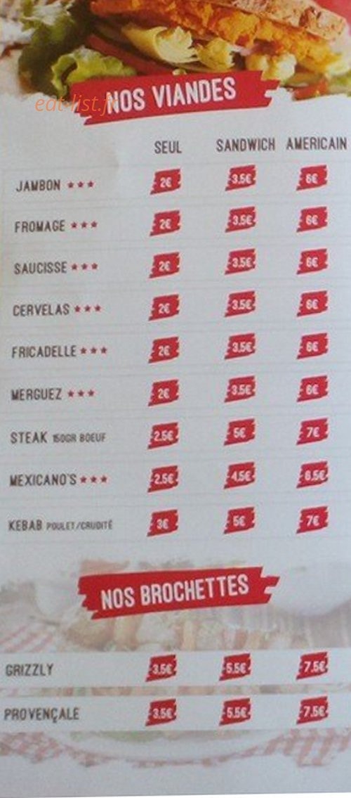 Friterie Saint Benoît — carte page 1