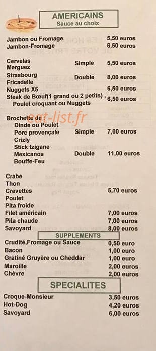 La friture Saint-Poloise — carte page 2