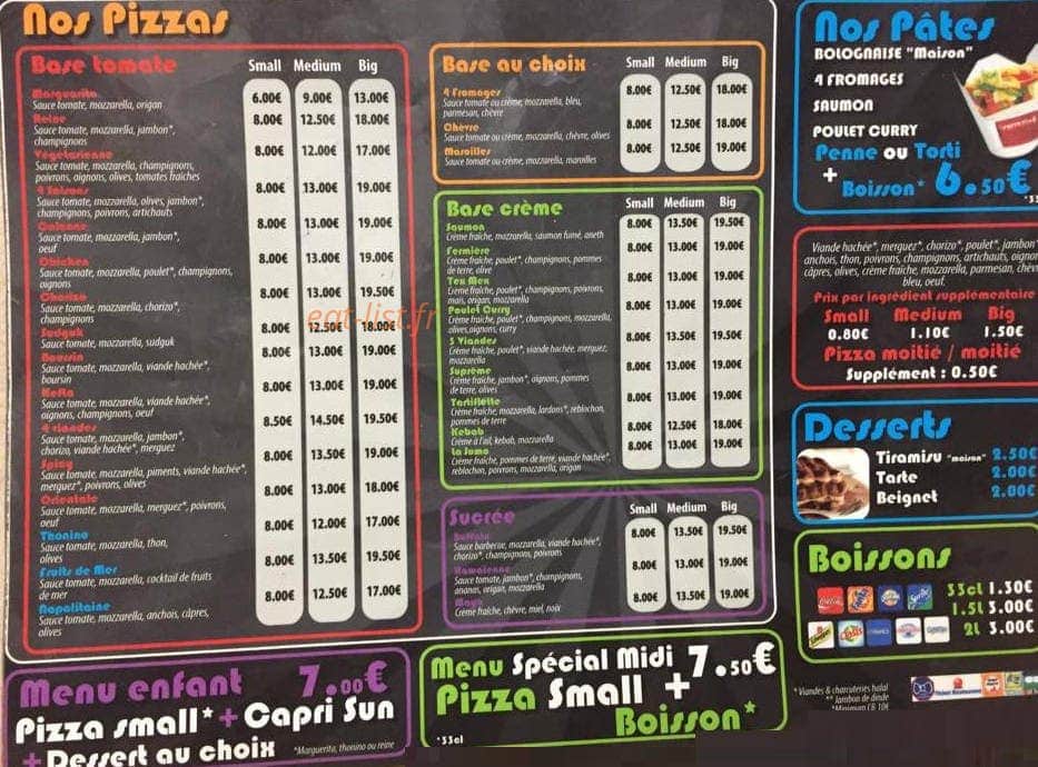 Pizzaking — carte page 2