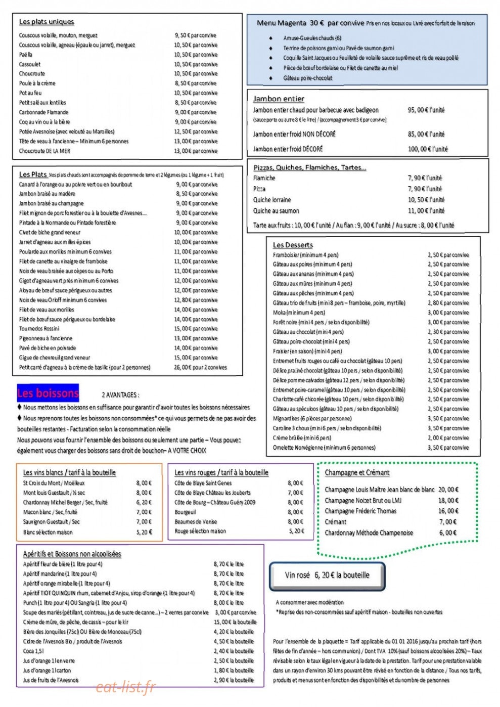 Traiteur lalaut — carte page 12