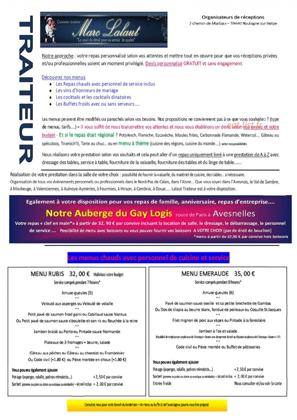 Traiteur lalaut — carte page 7