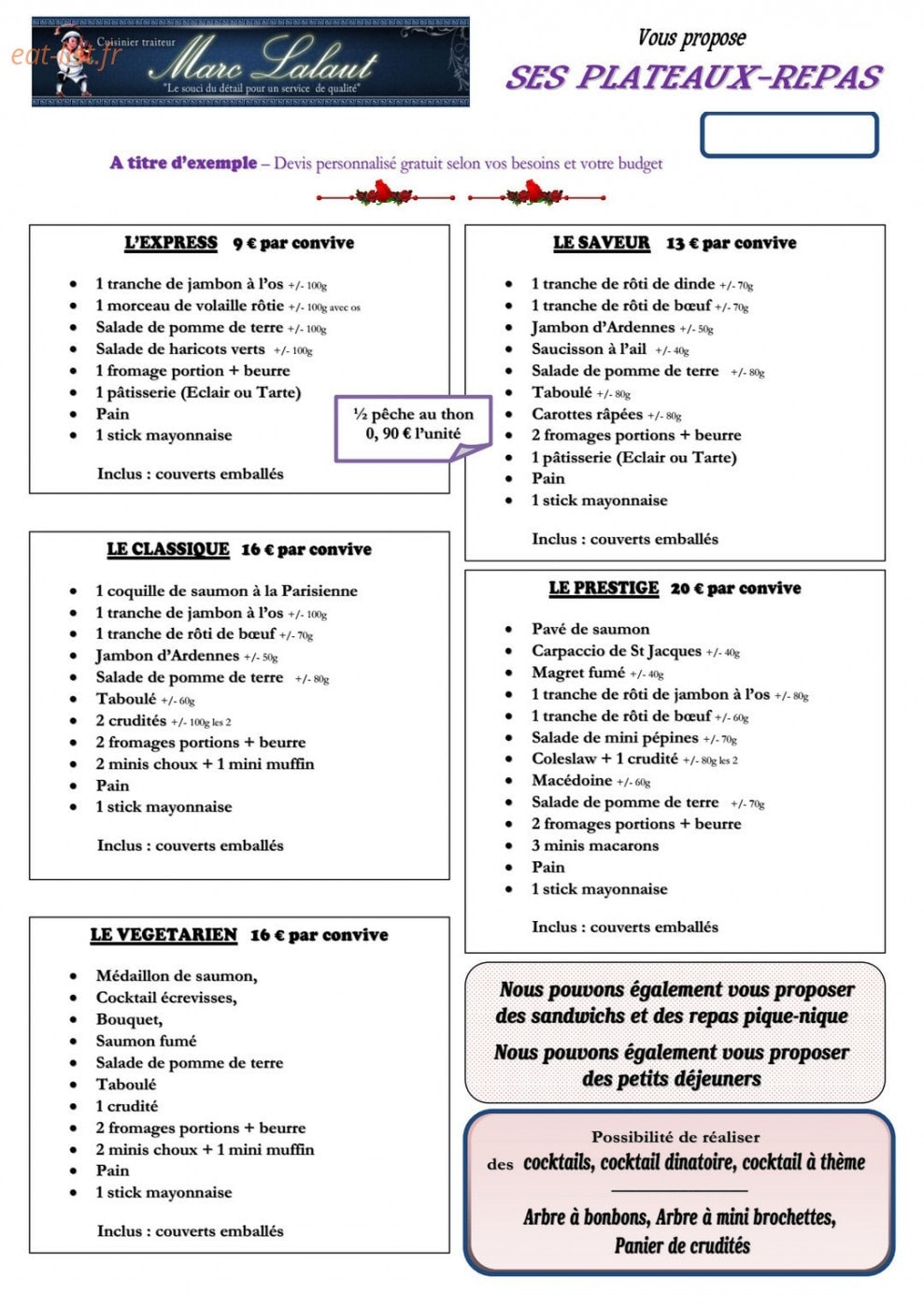 Traiteur lalaut — carte page 13