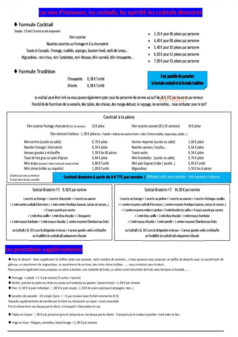 Traiteur lalaut — carte page 9