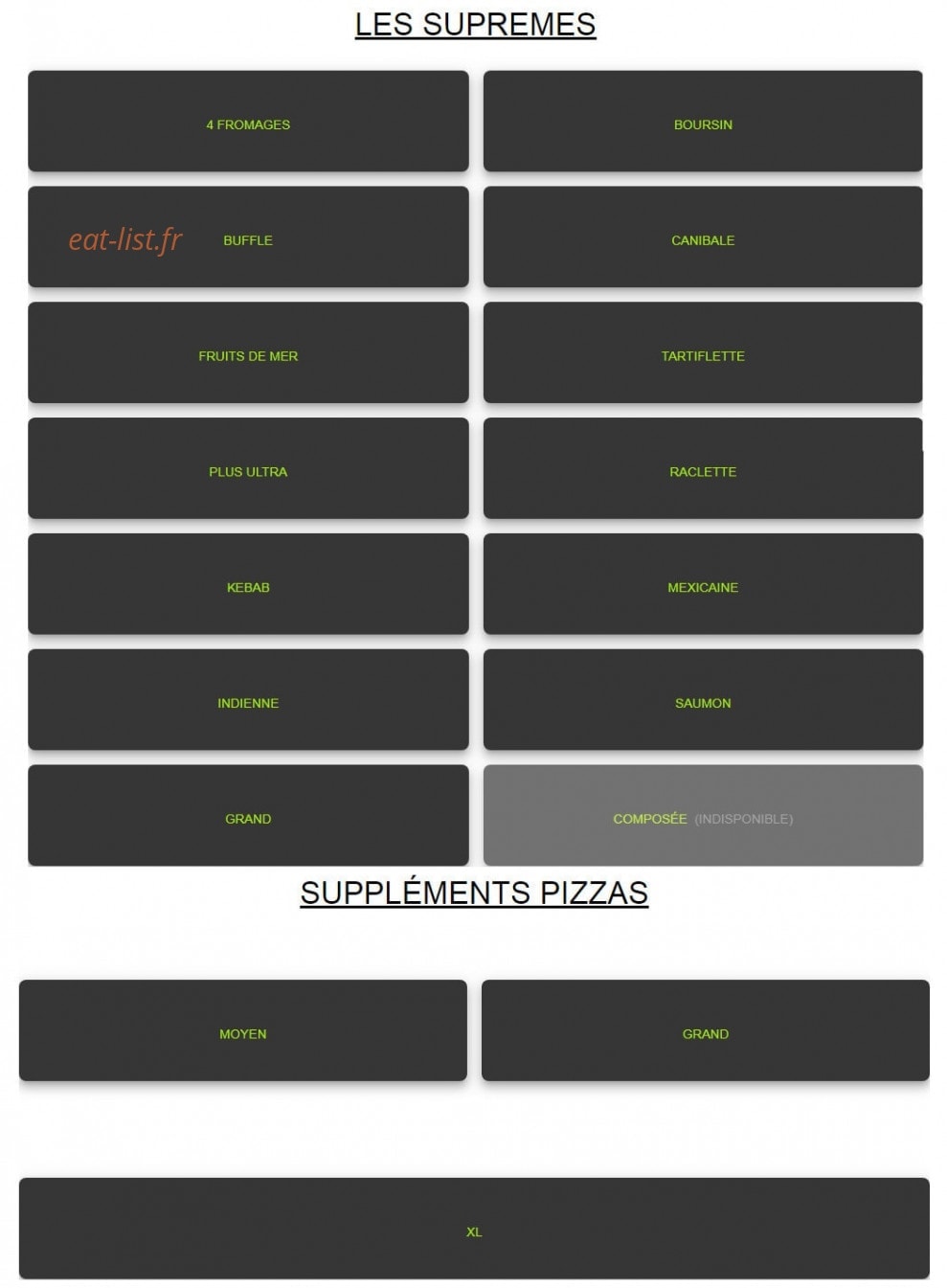 Pelle's Pizza — carte page 2