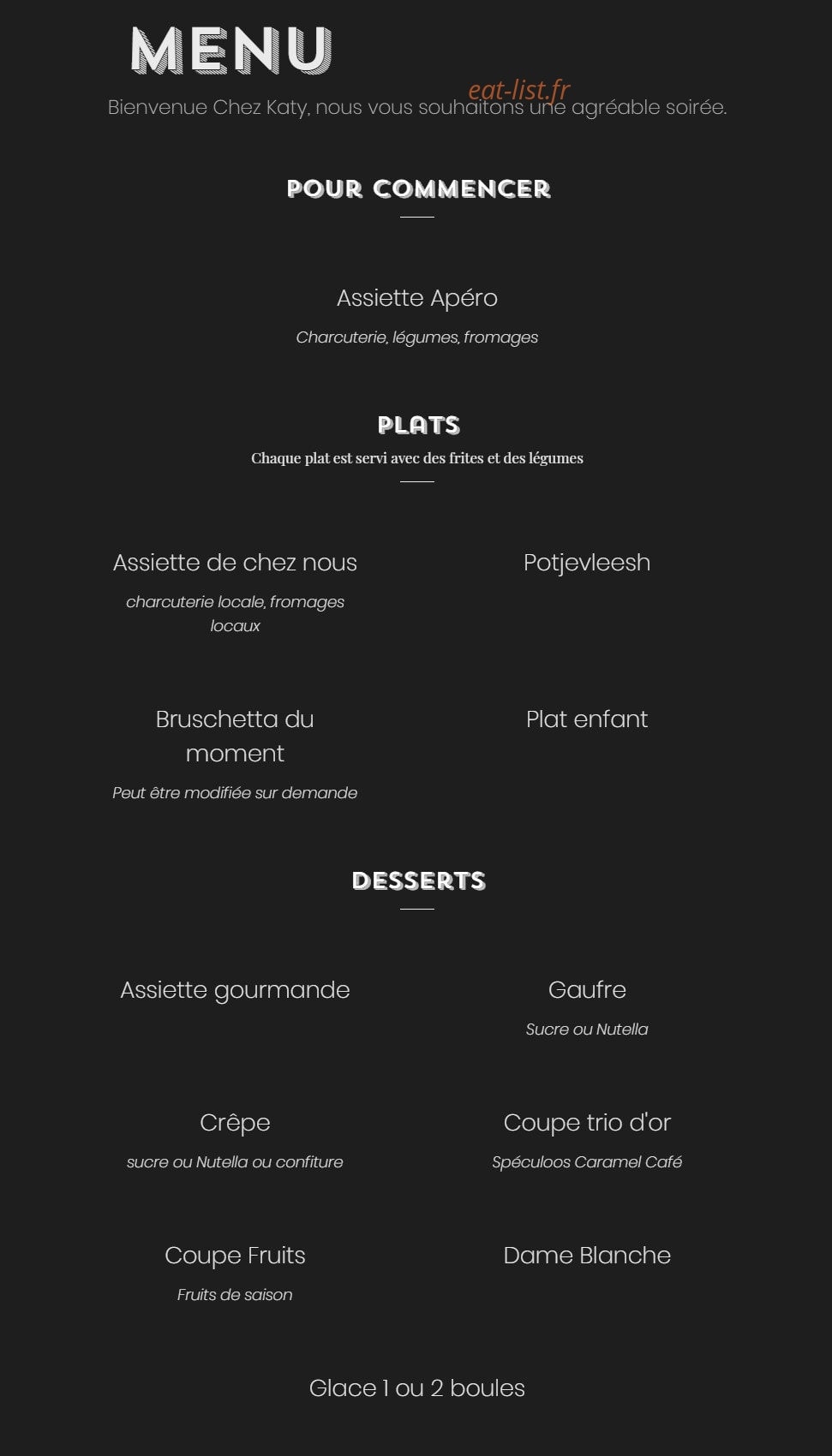 Chez Katy — carte page 1