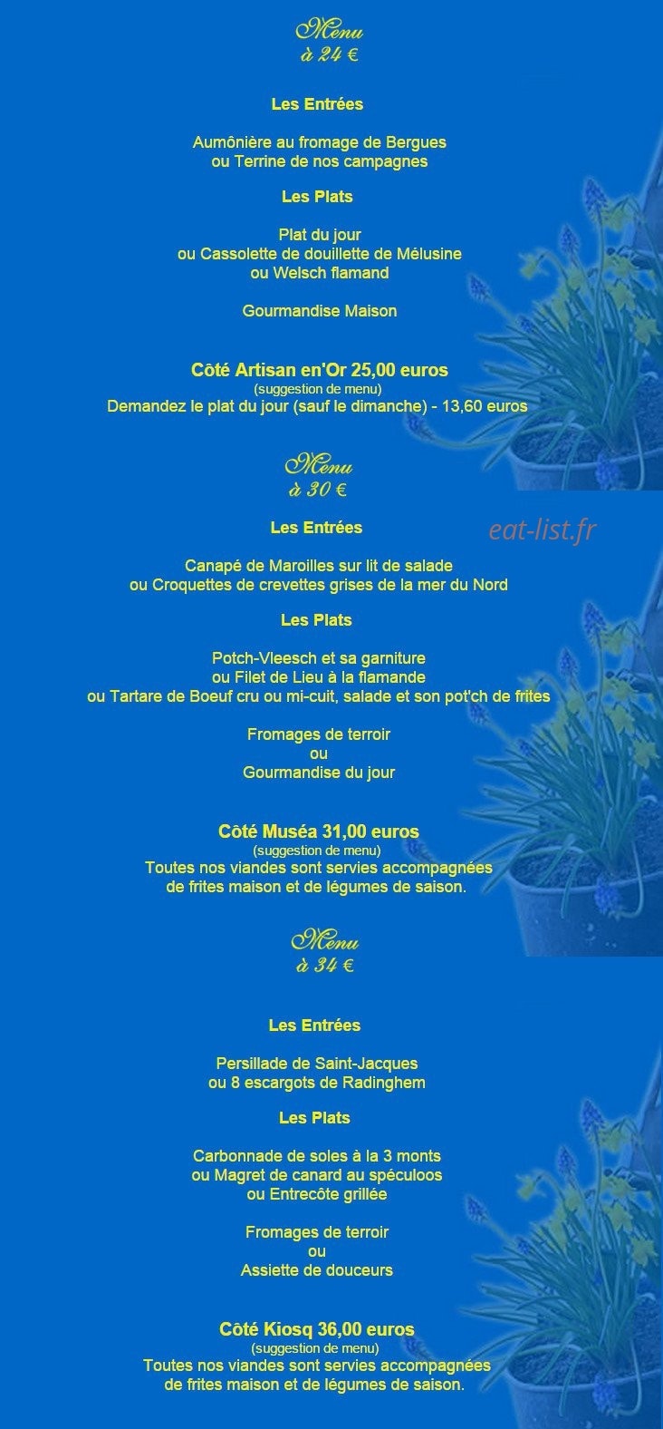 Restaurant Kruys Straete — carte page 1
