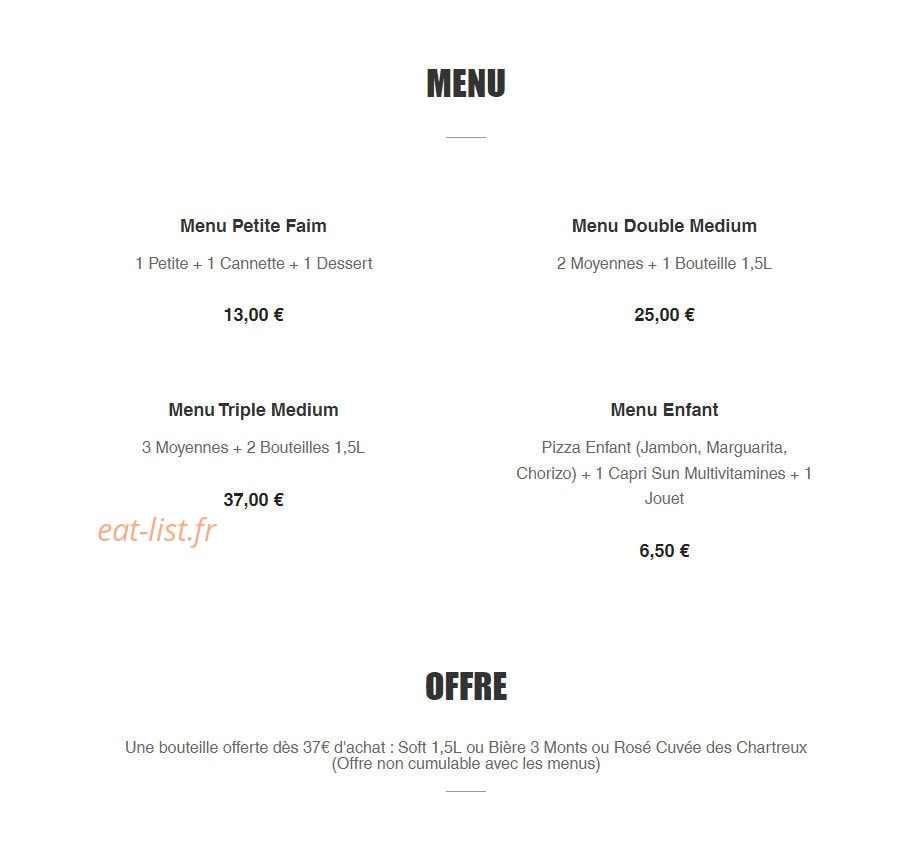 Pizz'Eli — carte page 1