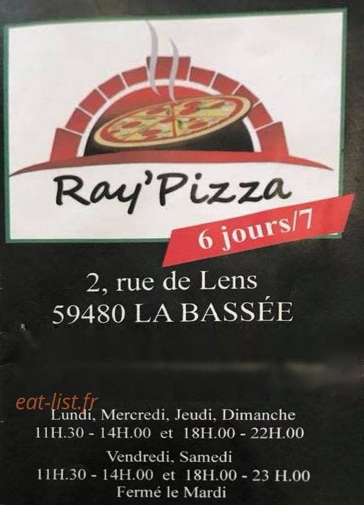 Ray'pizza — carte page 1