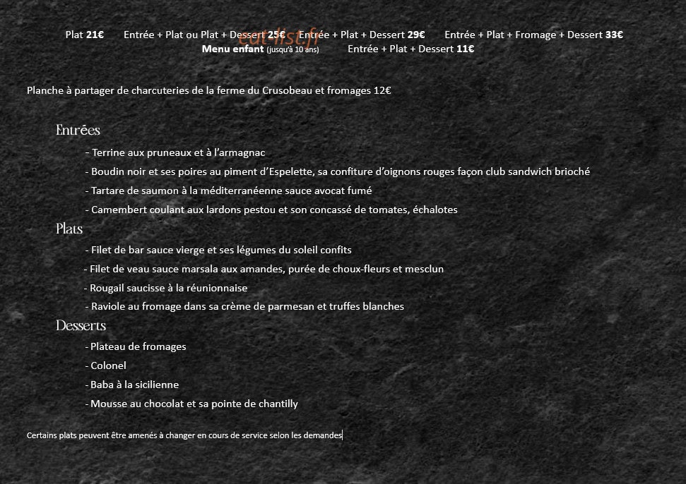 Table de Mar — carte page 1