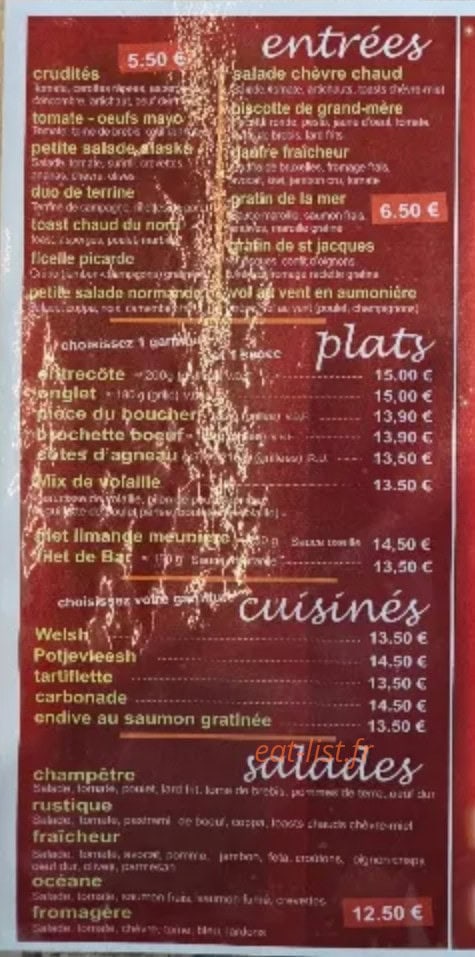 Carte et menu de Hugo à Somain — Entrées et plats...
