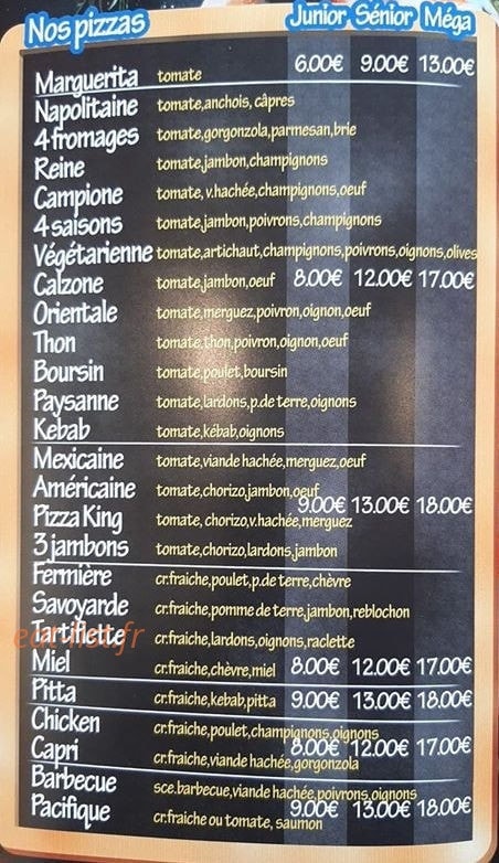 Pizza king — carte page 2