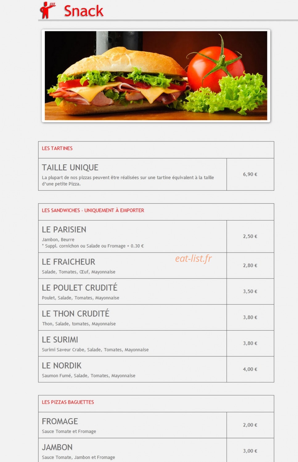 Pizza's Country — carte page 10