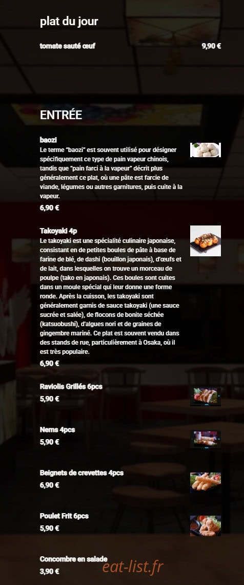 Carte et menu de Ami Asie Food à Villeneuve d'Ascq — Plat du jour et entrées