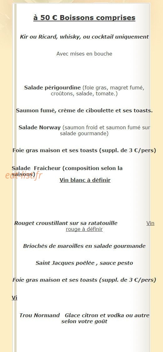 Auberge De La Forge — carte page 1