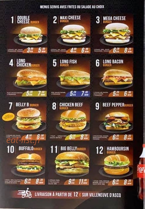 Belly Burger — carte page 2