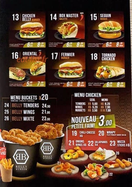 Belly Burger — carte page 3