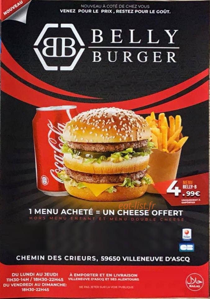Belly Burger — carte page 1