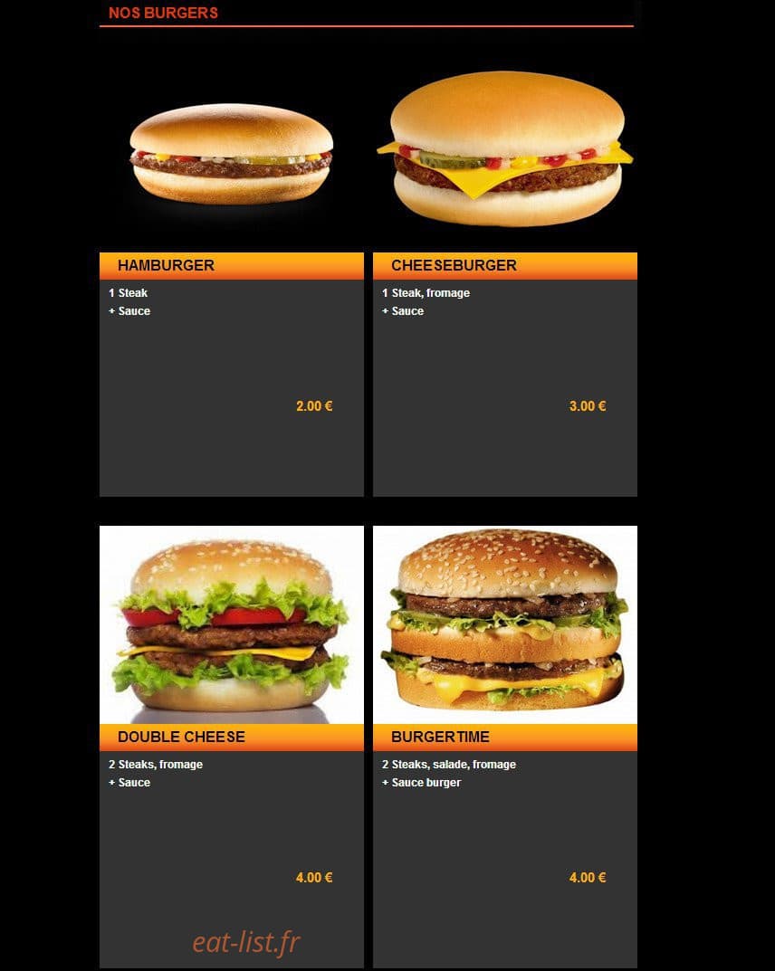 Burger Times — carte page 1