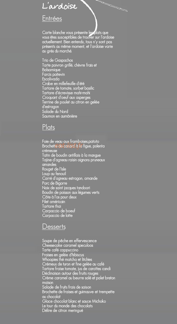 Carte Blanche — carte page 3