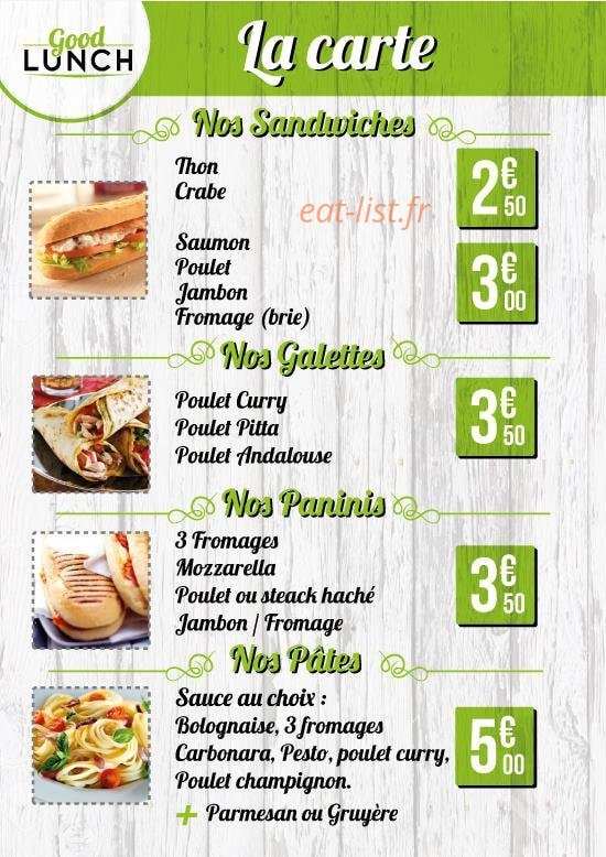 Good Lunch — carte page 2