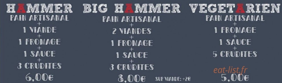 Carte et menu de L'atelier Street Food à Villeneuve d'Ascq — Les sandwiches