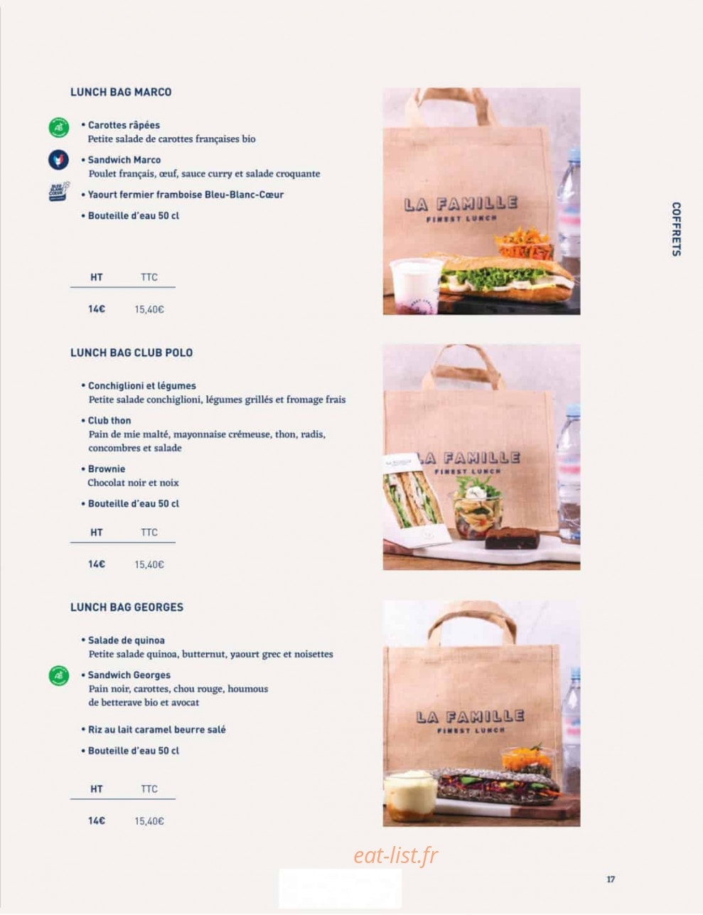 La Famille Finest Lunch — carte page 15