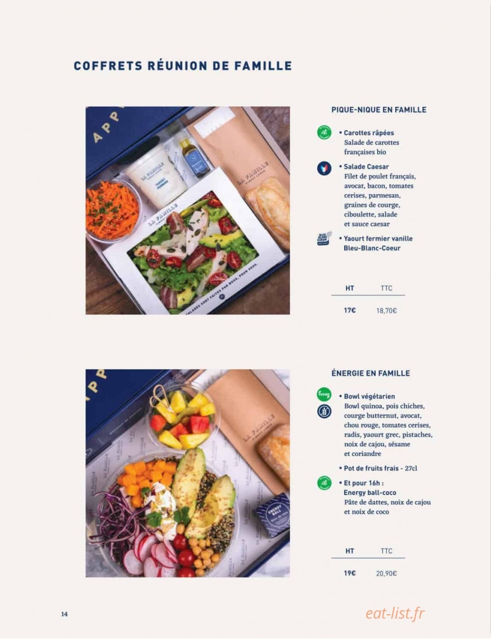 Carte et menu de La Famille Finest Lunch à Villeneuve d'Ascq — Coffrets suite