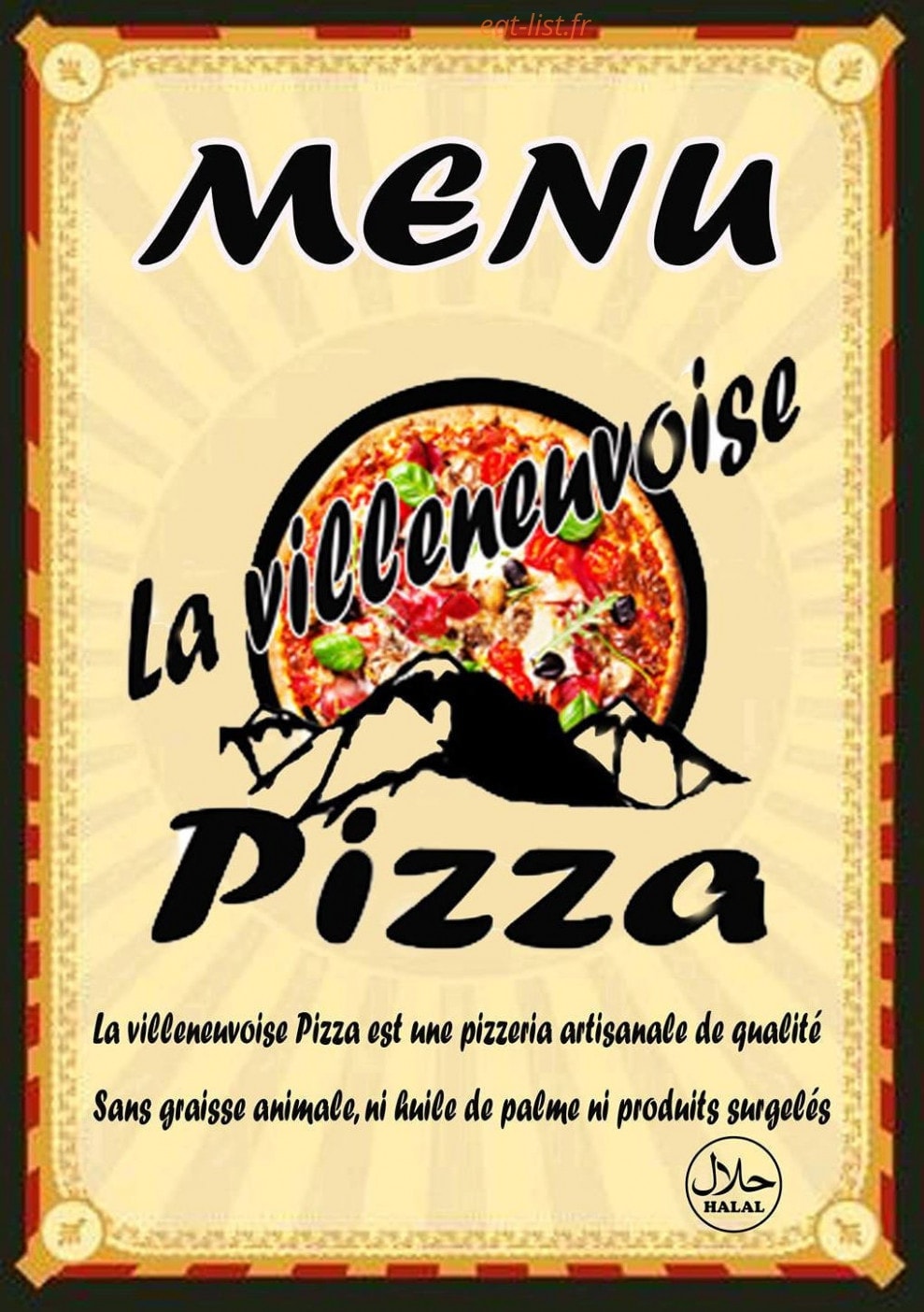 Carte et menu La villeneuvoise pizza Villeneuve d'Ascq