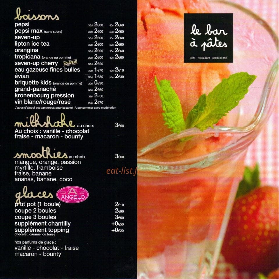 Le Bar A Pâtes — carte page 5