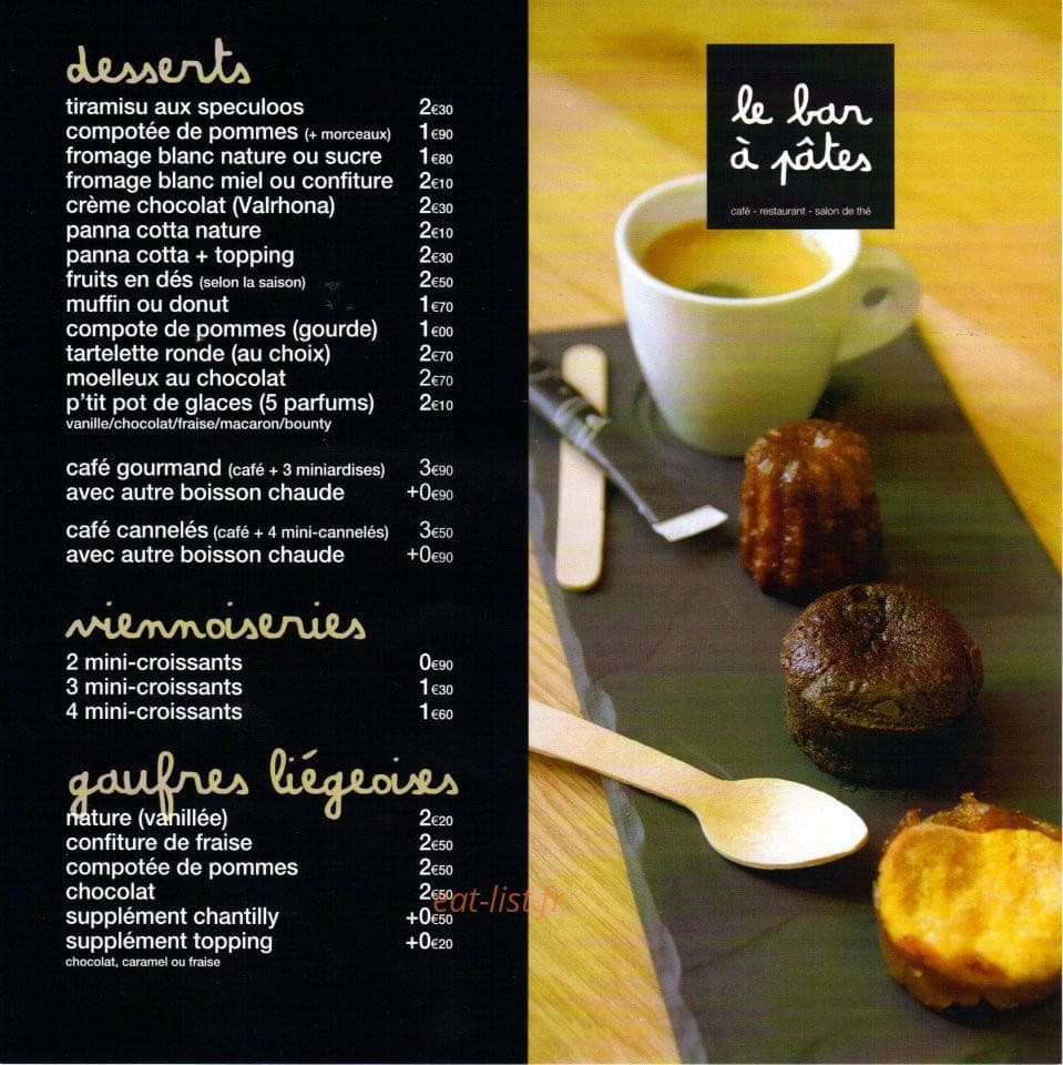 Le Bar A Pâtes — carte page 2