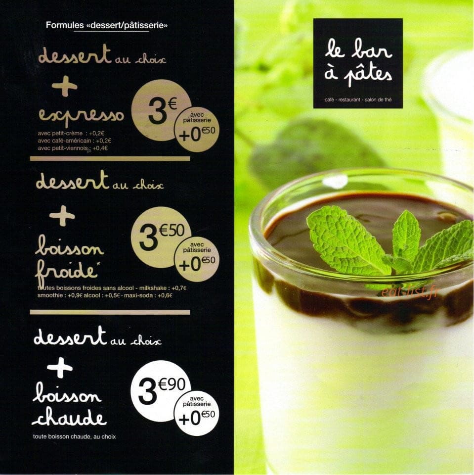 Le Bar A Pâtes — carte page 4