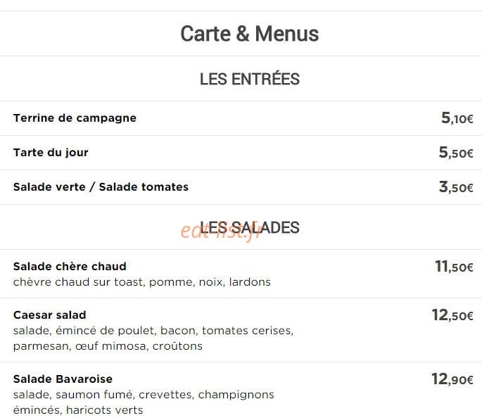 Le Bavarois — carte page 1