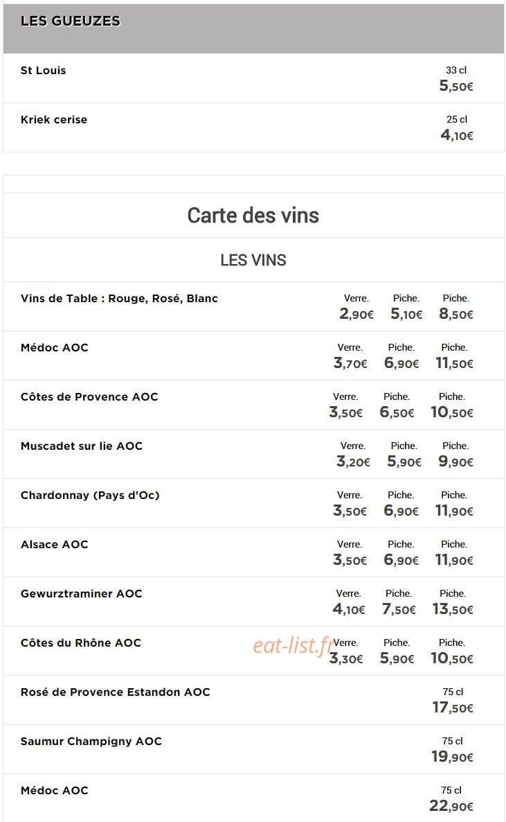 Le Bavarois — carte page 18