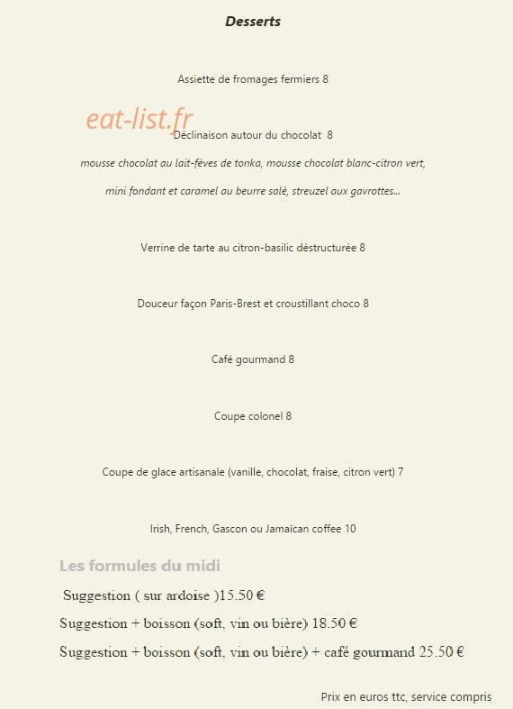 Le Petit Jardin — carte page 4