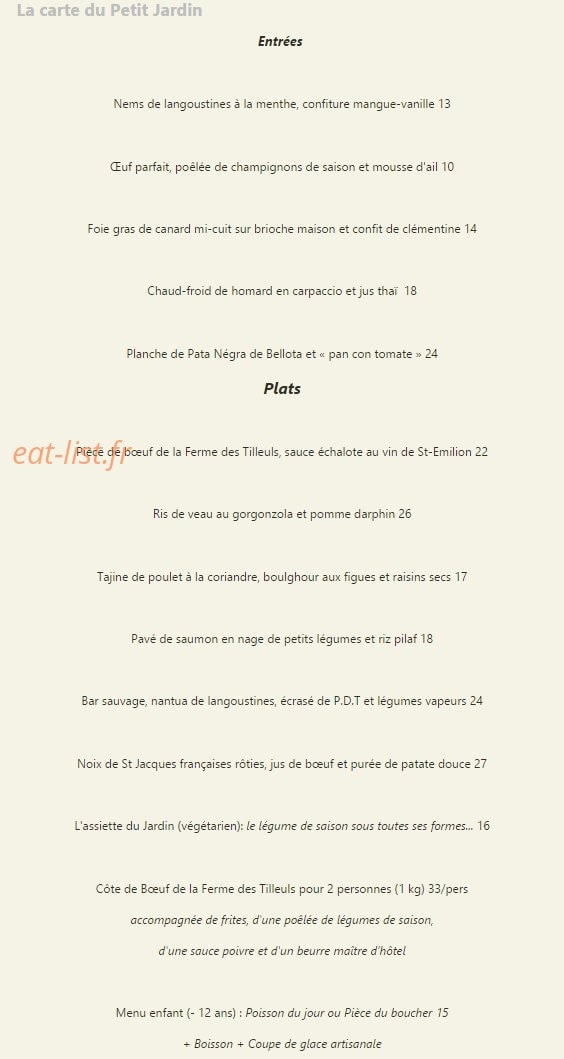 Le Petit Jardin — carte page 3