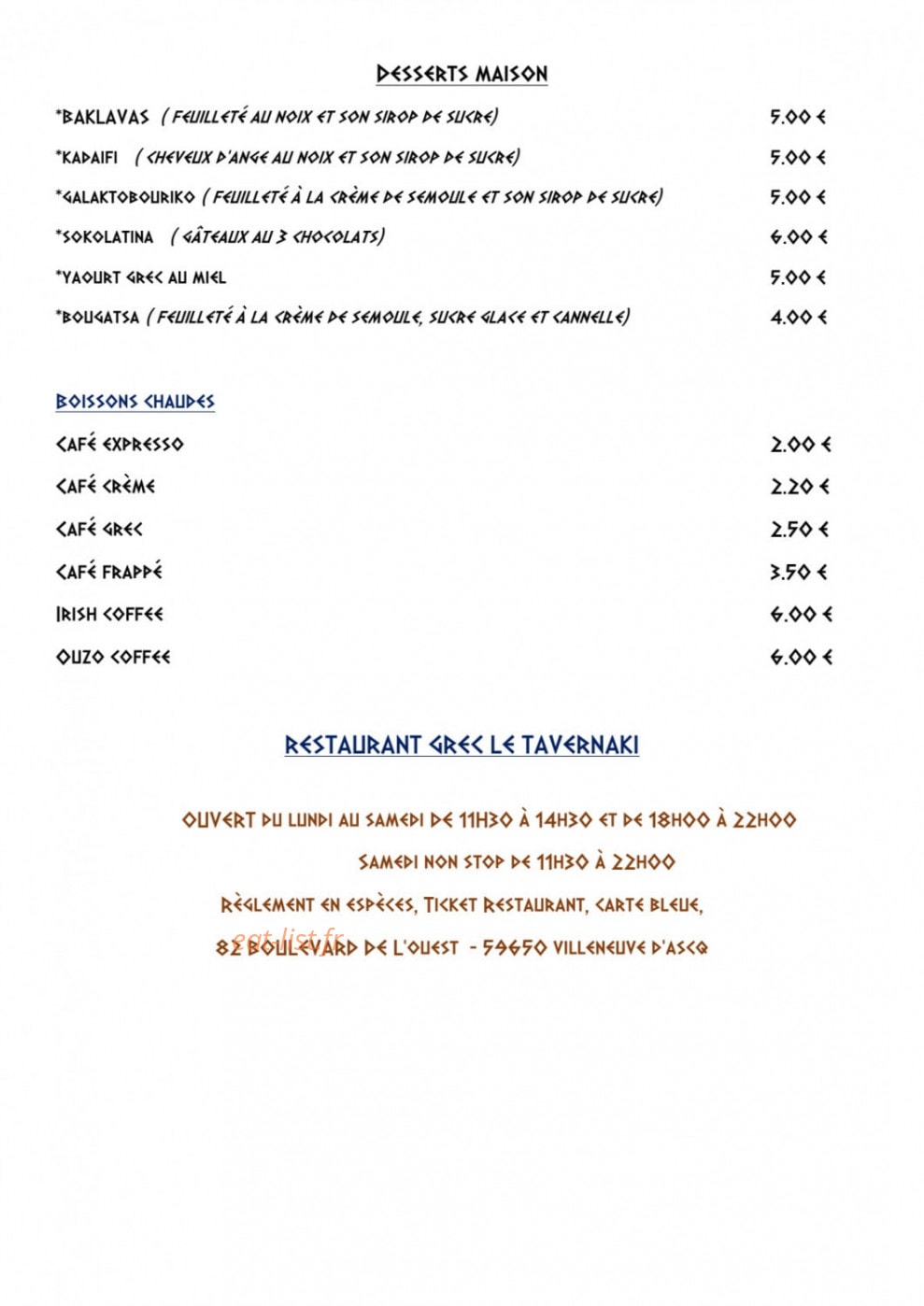 Le Tavernaki — carte page 6