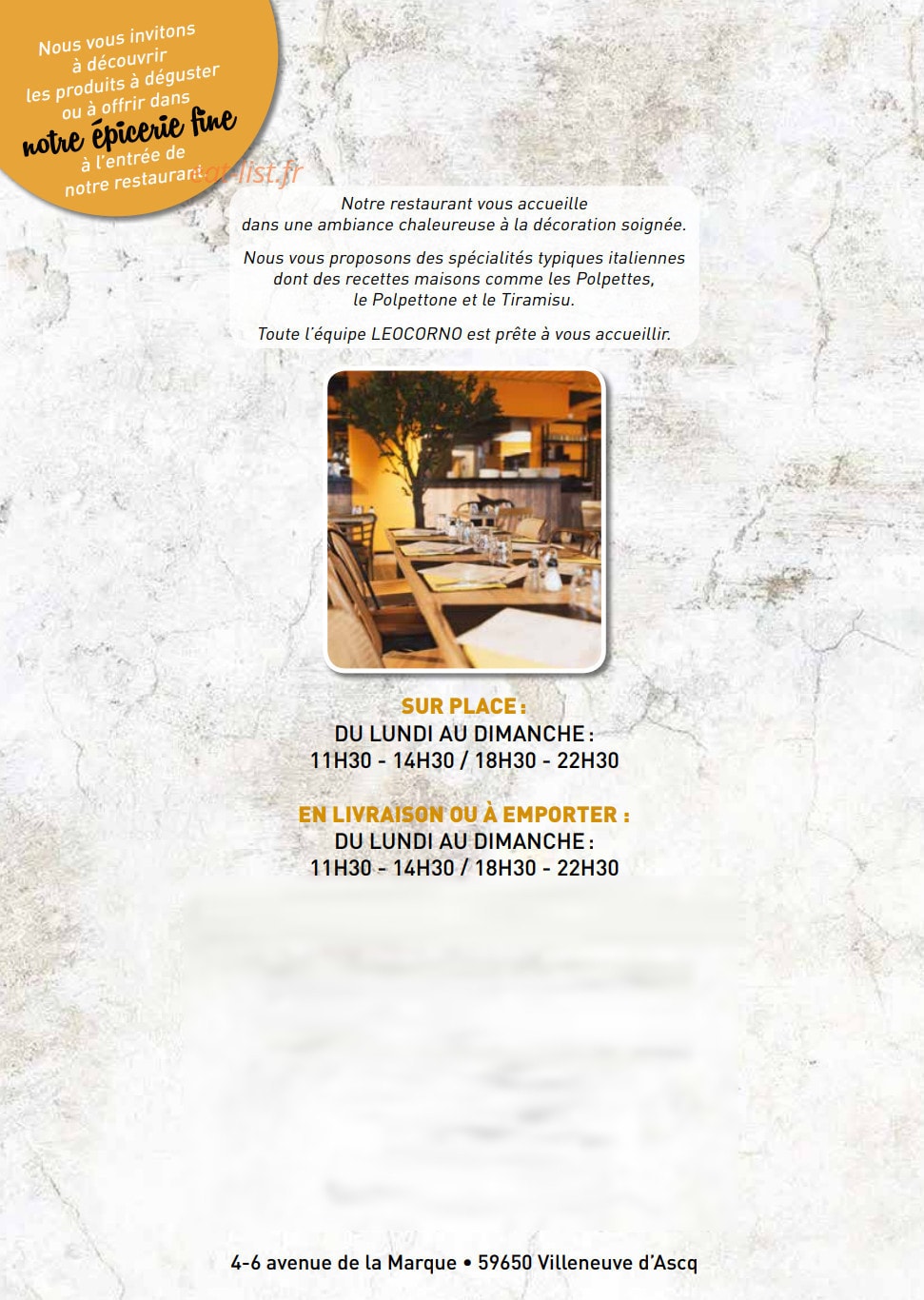 Carte et menu Leocorno Villeneuve-d'Ascq